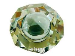 Vintage Murano Glass Sommerso Mandruzzato Faceted Bowl Smoked Gray and Clear