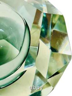 Vintage Murano Glass Sommerso Mandruzzato Faceted Bowl Smoked Gray and Clear