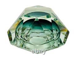 Vintage Murano Glass Sommerso Mandruzzato Faceted Bowl Smoked Gray and Clear