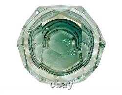 Vintage Murano Glass Sommerso Mandruzzato Faceted Bowl Smoked Gray and Clear