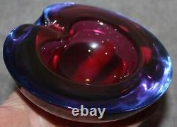 Vintage Murano Glass Sommerso Pink Blue Pinch End Geode Attributed Seguso