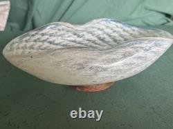 Vintage Murano Glass Spiral White Pinwheel Swirl Freeform Ruffled Center Dish