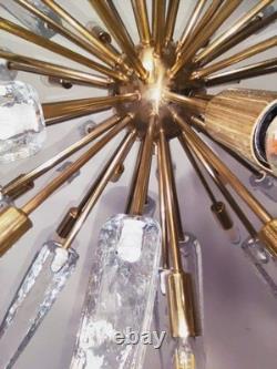 Vintage Murano Glass Sputnik Chandelier Brass Starburst Pendant Mid-Century