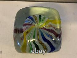 Vintage Murano Glass Square / Dice Form Latticino Glass Paperweight