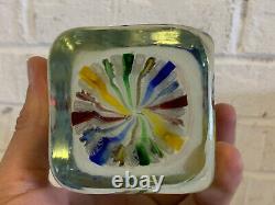 Vintage Murano Glass Square / Dice Form Latticino Glass Paperweight