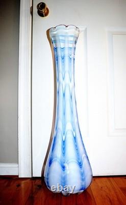 Vintage Murano Glass Style Floor Vase Venice Hand Blown Heavy 29 Tall