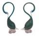 Vintage Murano Glass Swans Pair Teal Blue & Green