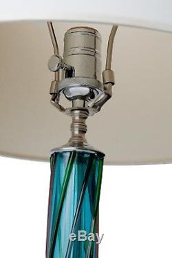 Vintage Murano Glass Table Lamp, Cerulean Blue, Shade not Included