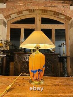 Vintage Murano Glass Table Lamp With Gold Plated Fittings
