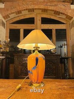 Vintage Murano Glass Table Lamp With Gold Plated Fittings