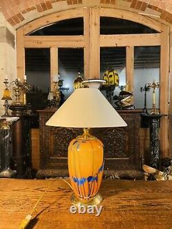 Vintage Murano Glass Table Lamp With Gold Plated Fittings