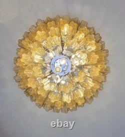 Vintage Murano Glass Tiered Chandelier Pendant Light Ceiling Lamp-Light Amber