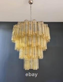 Vintage Murano Glass Tiered Chandelier Pendant Light Ceiling Lamp-Light Amber