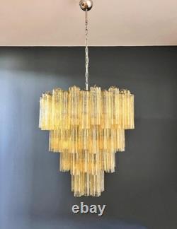 Vintage Murano Glass Tiered Chandelier Pendant Light Ceiling Lamp-Light Amber