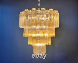 Vintage Murano Glass Tiered Chandelier Pendant Light Ceiling Lamp-Light Amber