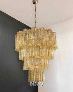 Vintage Murano Glass Tiered Chandelier Pendant Light Ceiling Lamp-Light Amber