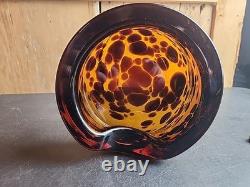 Vintage Murano Glass Tortoise Shell Cigar Ashtray Amber/Brown MCM Heavy RARE
