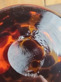 Vintage Murano Glass Tortoise Shell Cigar Ashtray Amber/Brown MCM Heavy RARE