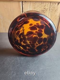 Vintage Murano Glass Tortoise Shell Cigar Ashtray Amber/Brown MCM Heavy RARE