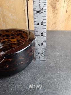 Vintage Murano Glass Tortoise Shell Cigar Ashtray Amber/Brown MCM Heavy RARE