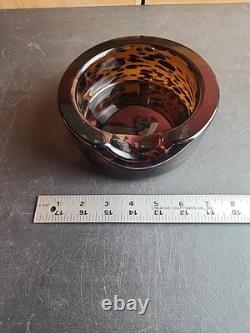 Vintage Murano Glass Tortoise Shell Cigar Ashtray Amber/Brown MCM Heavy RARE