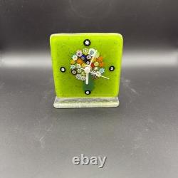Vintage Murano Glass Tree of Life Desk Clock Millefiori Fused Art Glass Italy