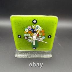 Vintage Murano Glass Tree of Life Desk Clock Millefiori Fused Art Glass Italy