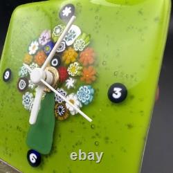 Vintage Murano Glass Tree of Life Desk Clock Millefiori Fused Art Glass Italy