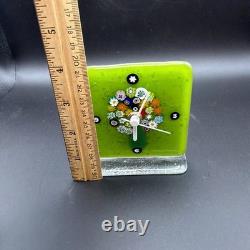 Vintage Murano Glass Tree of Life Desk Clock Millefiori Fused Art Glass Italy