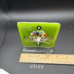 Vintage Murano Glass Tree of Life Desk Clock Millefiori Fused Art Glass Italy