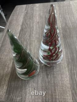 Vintage Murano Glass Trees. Lot of 2. Beautiful Colors. Excellent Condition