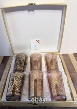 Vintage Murano Glass Tumblers Set 6 Presentation Case by Timon Made Venice Italy