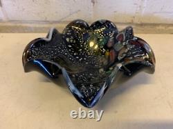 Vintage Murano Glass Tutti Frutti Multicolored Bowl with Silver Foli / Fleck