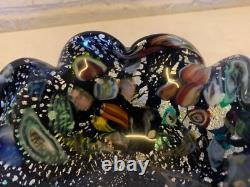 Vintage Murano Glass Tutti Frutti Multicolored Bowl with Silver Foli / Fleck