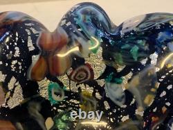 Vintage Murano Glass Tutti Frutti Multicolored Bowl with Silver Foli / Fleck