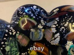 Vintage Murano Glass Tutti Frutti Multicolored Bowl with Silver Foli / Fleck