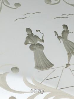 Vintage Murano Glass Twisted Rope Etched Silhouette Mirrored Vanity Tray Italy
