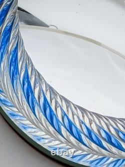 Vintage Murano Glass Twisted Rope Etched Silhouette Mirrored Vanity Tray Italy