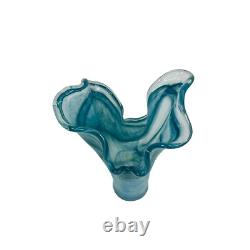 Vintage Murano Glass Two Petals Blue Art Vase
