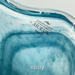 Vintage Murano Glass Two Petals Blue Art Vase