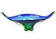 Vintage Murano Glass Two Tone Blue and Green Sommerso Large Centerpiece Bowl 18