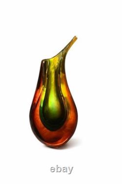 Vintage Murano Glass Vase About 8 Tall Not Signed Or Marked. Smooth Bottom. MCM