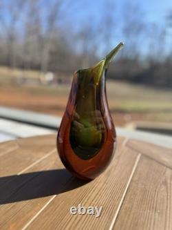 Vintage Murano Glass Vase About 8 Tall Not Signed Or Marked. Smooth Bottom. MCM