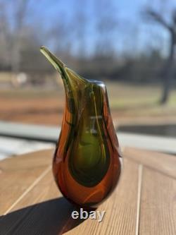 Vintage Murano Glass Vase About 8 Tall Not Signed Or Marked. Smooth Bottom. MCM