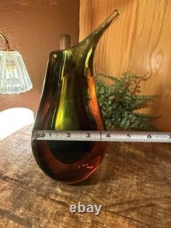 Vintage Murano Glass Vase About 8 Tall Not Signed Or Marked. Smooth Bottom. MCM