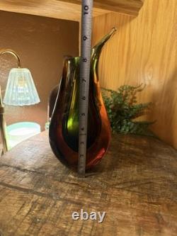 Vintage Murano Glass Vase About 8 Tall Not Signed Or Marked. Smooth Bottom. MCM