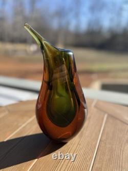 Vintage Murano Glass Vase About 8 Tall Not Signed Or Marked. Smooth Bottom. MCM