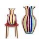 Vintage Murano Glass Vase Bulbous Style Multicolor Canes Design Ruffled Mouth