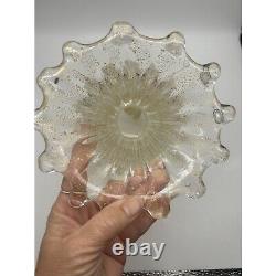 Vintage Murano Glass Vase Clear Art Glass Gold Flecks 6.25