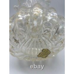 Vintage Murano Glass Vase Clear Art Glass Gold Flecks 6.25